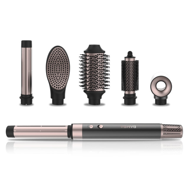 Bamba CeramicCare AirGlam Original Cepillo de aire moldeador 6 en 1, con 6 cabezales intercambiables, 2 velocidades y 3 temperaturas