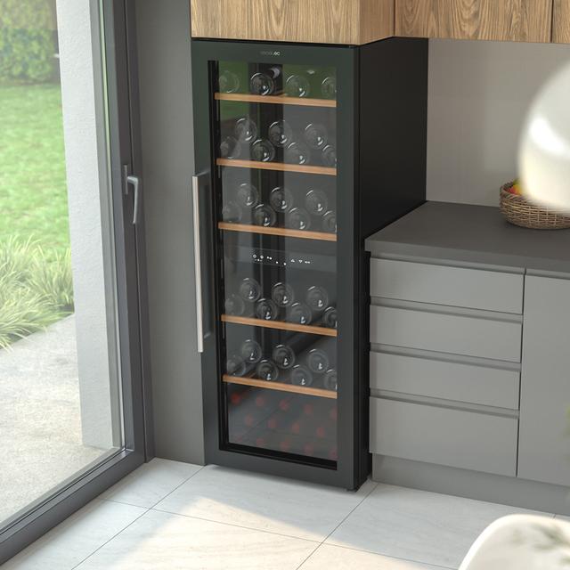 Bolero GrandSommelier Duo 77000 Black Vinoteca de 77 botellas de capacidad con sistema compresor de enfriamiento que garantiza un alto rendimiento, ofreciendo una doble zona, tanto para vino tinto, como blanco o champagne.