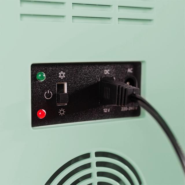 Bolero MiniCooling 6L Bahamas Mint Frigorífico con funcionamiento 12V-220V, compatible coche y caravanas, función enfriamiento y calentamiento, rango temperatura 5-65º, transporte fácil.