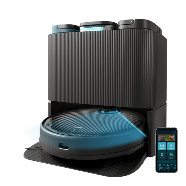 Conga 11090 Spin Revolution Home&Wash T Robot aspirador con Base 4 en 1 (autovaciado de polvo y limpieza de mopas). Cuenta con tecnología láser. Cepillo multifunción. Mopas giratorias.
