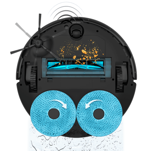 Conga 11090 Spin Revolution Home&Wash M Robot aspirador láser con base de autovaciado y friegasuelos, autolimpieza y secado de fregonas. Navegación láser ultrasónica.