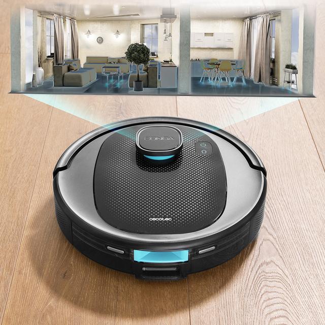 Conga 7490 Eternal Genesis Robot aspirador con tecnología de navegación láser. Limpieza 4 en 1: barre, aspira, friega y pasa la mopa. Potencia de succión de 3000 Pa en el motor de succión con una aspiración máxima de 2500 Pa.