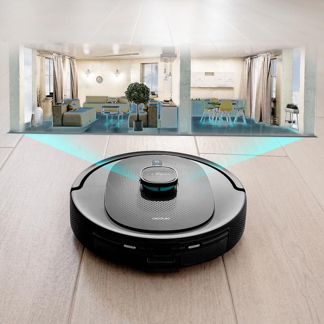 Conga 7490 Immortal Home Genesis Robot aspirador con navegación láser y base de autovaciado. 4 en 1: barre, aspira, friega y pasa la mopa. Potencia de succión de 2600 Pa. 120 minutos de autonomía.