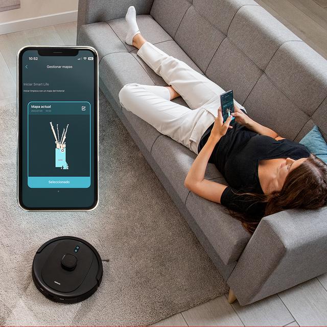 Conga 7490 Immortal Home Genesis Robot aspirador con navegación láser y base de autovaciado. 4 en 1: barre, aspira, friega y pasa la mopa. Potencia de succión de 2600 Pa. 120 minutos de autonomía.