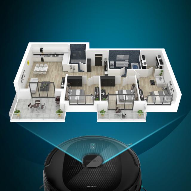 Conga 7490 Immortal Home Genesis Robot aspirador con navegación láser y base de autovaciado. 4 en 1: barre, aspira, friega y pasa la mopa. Potencia de succión de 2600 Pa. 120 minutos de autonomía.
