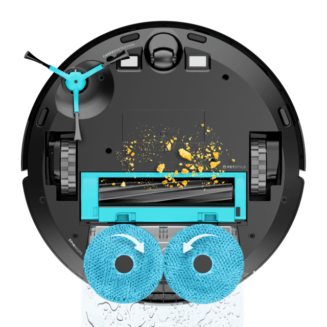Conga 9590 Spin Revolution Ultra Power Home Robot aspirador con navegación láser. Inteligencia artificial, evita objetos. 4 en 1: barre, aspira, friega y pasa las mopas. 10.000 Pa de succión. Máximo 240 minutos de autonomía.