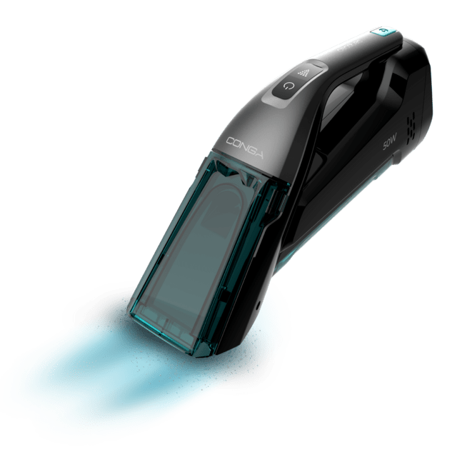 Conga Hand Carpet&Spot Clean 1500 Aspirador de tapicecerias de mano con depósito de agua limpia y agua sucia por separado, cepillo de cerdas para desincrustar la suciedad y 20 minutos de autonomía.
