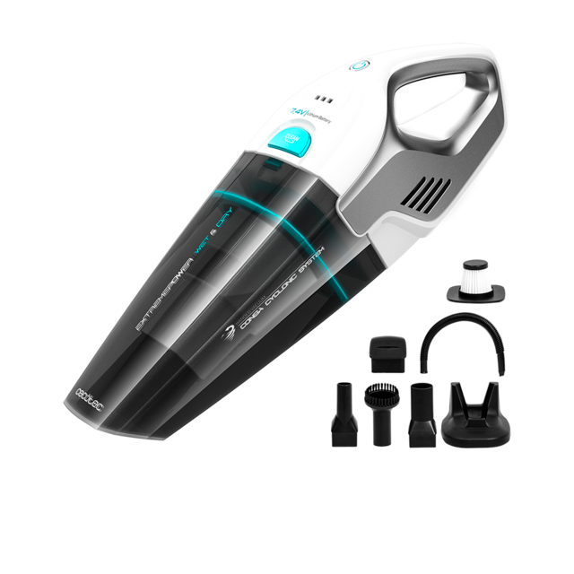 Conga Immortal ExtremeSuction 7,4 V Hand. Aspirador de Mano que aspira sólidos y líquidos, Ligero y sin Bolsas, Tiempo de autonomía 20 Minutos, 7,4 V, Tecnología ciclónica