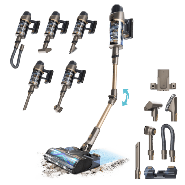 Conga Rockstar 12500 Stellar AquaPet Flex Aspirador escoba sin cables sin bolsa. Máxima potencia de succión de 310 AW y ultrapotencia de 700 W. 100 minutos de autonomía.