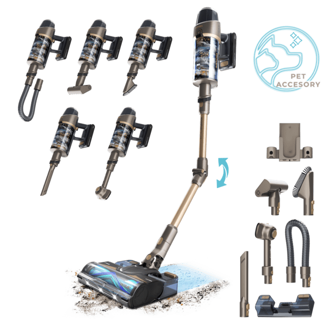 Conga Rockstar 12500 Stellar AquaPet Flex Aspirador escoba sin cables sin bolsa. Máxima potencia de succión de 310 AW y ultrapotencia de 700 W. 100 minutos de autonomía.