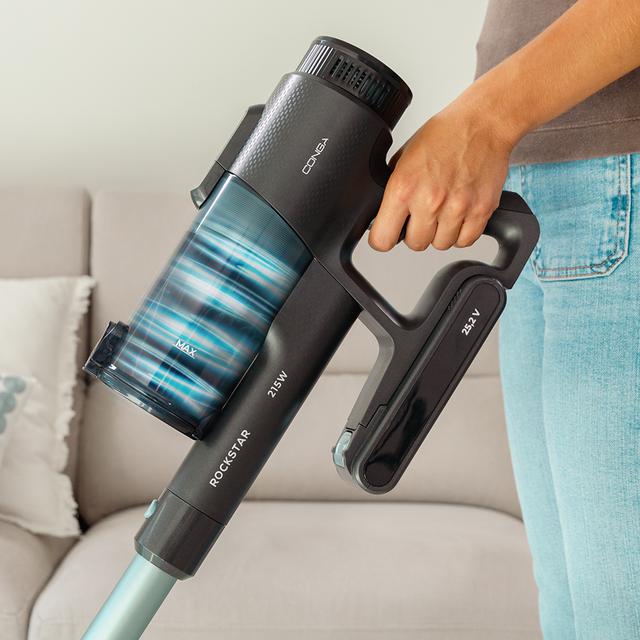 Conga Rockstar 1500 Ray Free Aspirador escoba sin cables sin bolsa 3 en 1 con potencia 215 W. 12 kPa. 45 minutos de autonomía. Cepillo Mixto. Depósito de 500 ml. Ciclón paralelo.