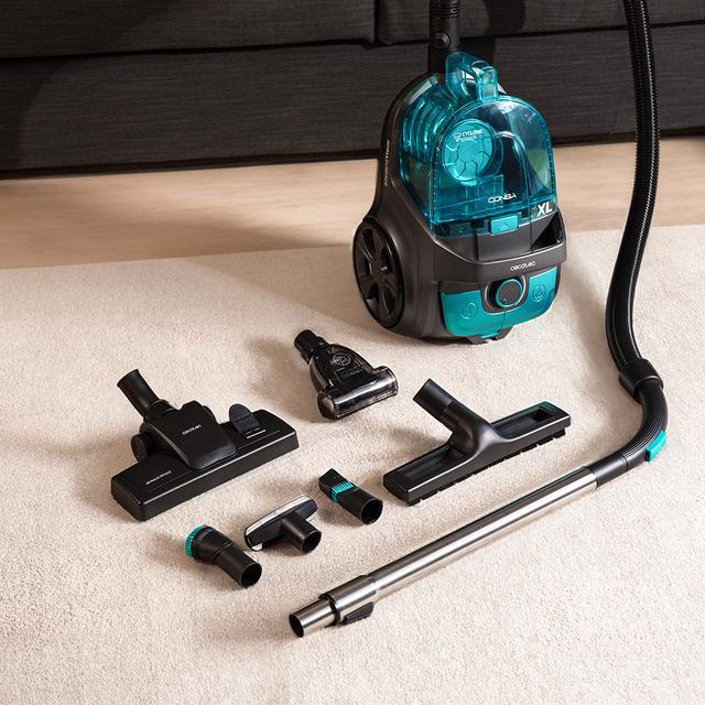 Conga Rockstar Cyclonic XL ProAnimal Aspirador de trineo de 900 W. Ciclónico sin bolsas y vaciado higiénico. Máxima capacidad del depósito de hasta 2,8 l con doble filtro HEPA y tubo telescópico metálico.