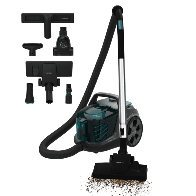 Conga Rockstar Cyclonic XL ProAnimal Aspirador de trineo de 900 W. Ciclónico sin bolsas y vaciado higiénico. Máxima capacidad del depósito de hasta 2,8 l con doble filtro HEPA y tubo telescópico metálico.