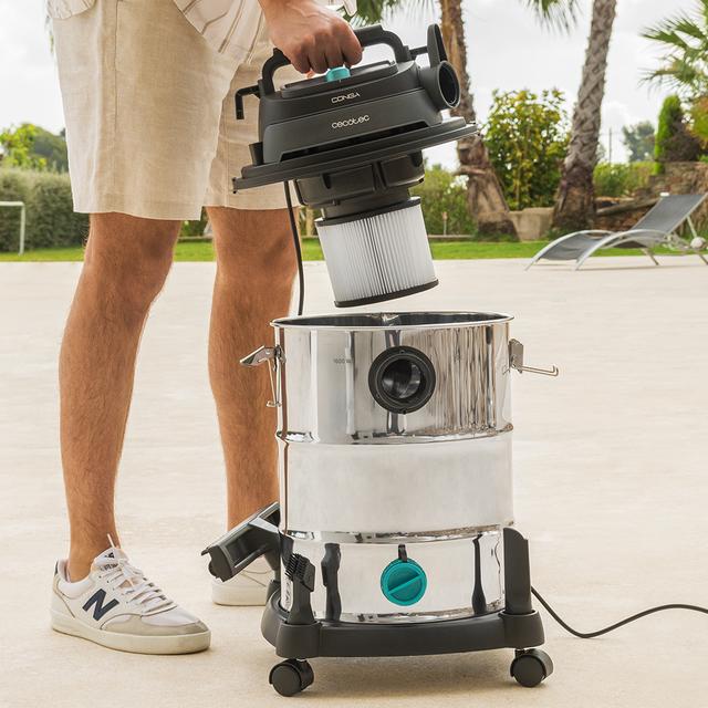 Conga Rockstar Wet & Dry Steel Max Pro Aspirador de sólidos y líquidos de metal que permite una mayor durabilidad y resistencia con capacidad de 30 L y 1600 W de potencia para acabados perfectos.