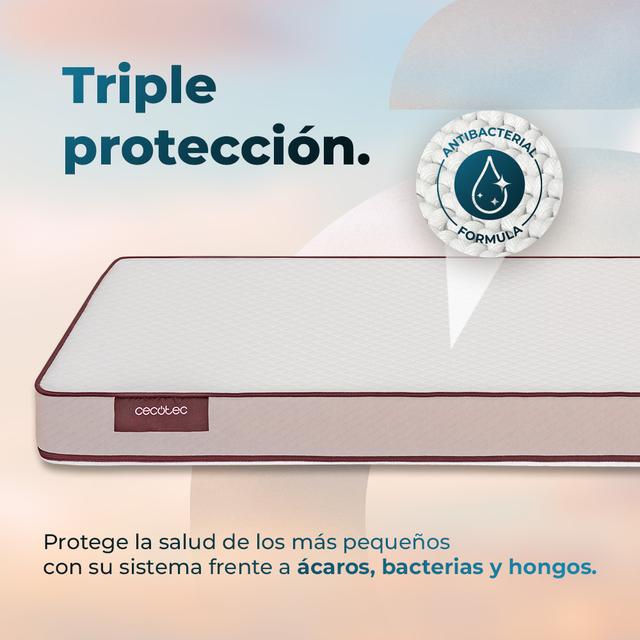 Flow BabyPure Colchón para cuna de bebé de 10 cm de altura, espuma de 25 kg/m3, funda extraíble con cremallera lavable y certificación Oeko-Tex®. Fabricado en España.