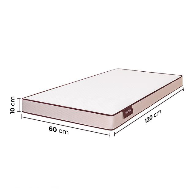 Flow BabyPure Colchón para cuna de bebé de 10 cm de altura, espuma de 25 kg/m3, funda extraíble con cremallera lavable y certificación Oeko-Tex®. Fabricado en España.