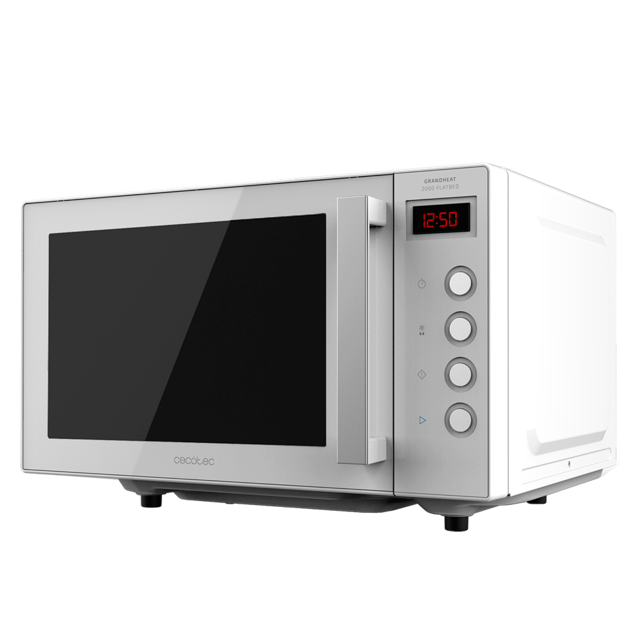 GrandHeat 2000 Flatbed White. Microondas sin plato con Capacidad 20 litros, Potencia 700 W, Temporizador hasta 60 min, Revestimiento interior cerámico, Fácil limpieza