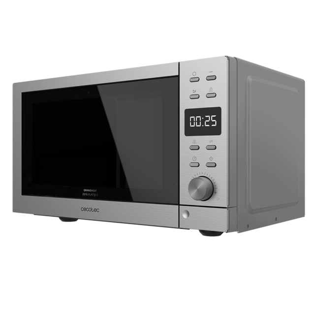 GrandHeat 2010 Flatbed Steel. Microondas Digital sin Plato con Potencia 700 W, Capacidad 20 Litros, Grill de 900 W, 9 Funciones preconfiguradas, Quick Start, Fácil Limpieza