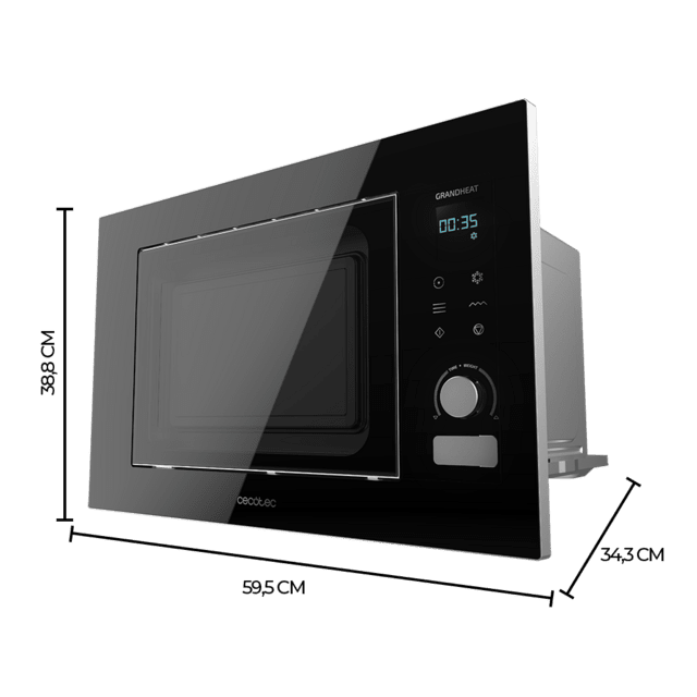 GrandHeat 2090 Built-in Touch Black Microondas encastrable digital de 21 litros de capacidad con grill y 1200 W de potencia.