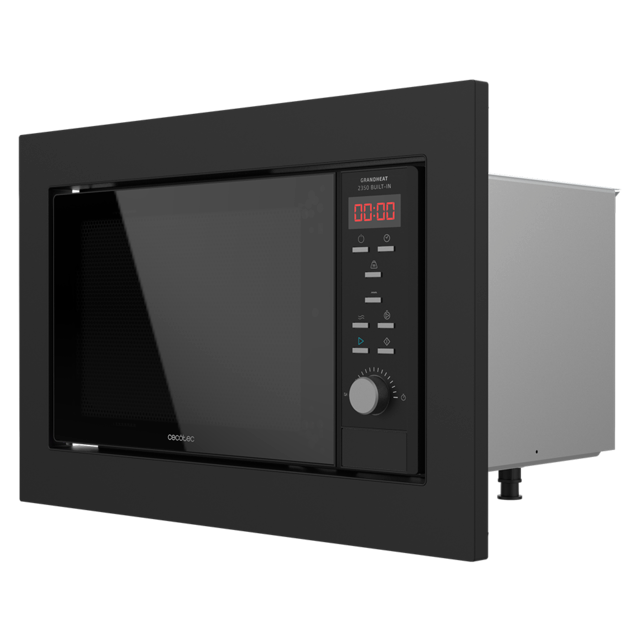 GrandHeat 2350 Built-In Black. Microondas encastrable Digital de 900W, Integrable, 23 Litros, Grill, 9 Funciones preconfiguradas, Quick Start, Temporizador