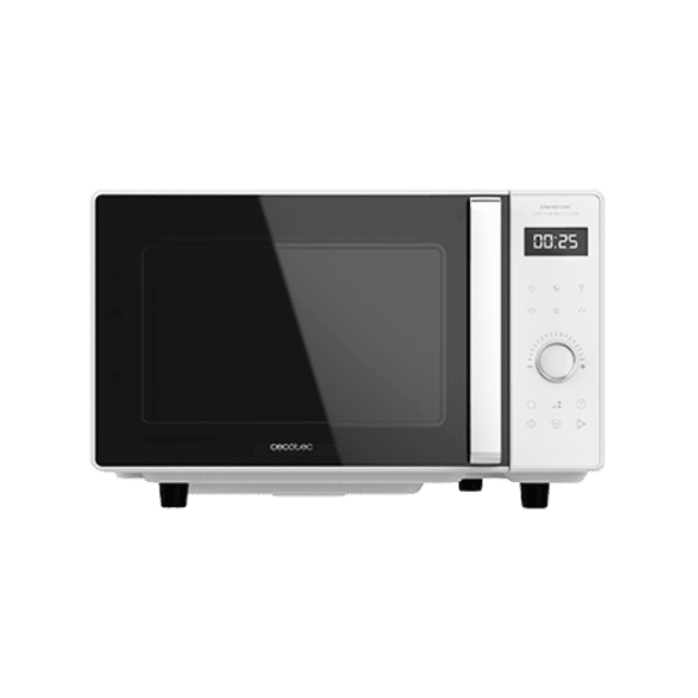 GrandHeat 2500 Flatbed Touch White. Microondas sin Plato Digital de 800 W, Capacidad 25 L, Panel de Control Táctil, 8 Funciones Preconfiguradas, Temporizador, Bloqueo de Seguridad