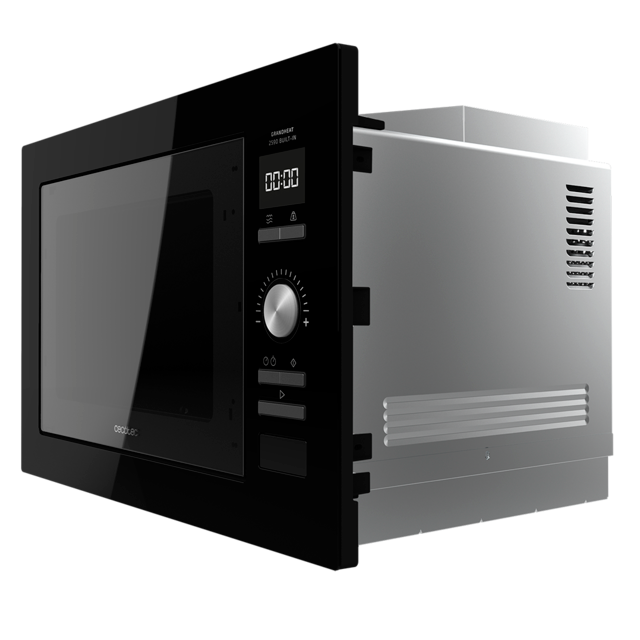 GrandHeat 2590 Built-In Black. Microondas encastrable Digital de 900 W, Integrable, 25 Litros, Táctil, Grill 1000 W, 8 Funciones preconfiguradas, Temporizador