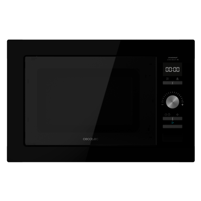 GrandHeat 2590 Built-In Black. Microondas encastrable Digital de 900 W, Integrable, 25 Litros, Táctil, Grill 1000 W, 8 Funciones preconfiguradas, Temporizador