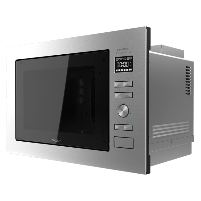 GrandHeat 2590 Built-In Steel Black.Microondas encastrable Digital con Potencia 900 W, Integrable, 25 litros, Grill 1000 W, 8 Funciones preconfiguradas, Temporizador