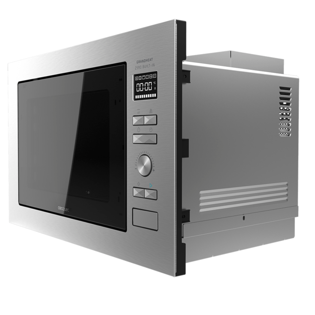 GrandHeat 2590 Built-In Steel Black.Microondas encastrable Digital con Potencia 900 W, Integrable, 25 litros, Grill 1000 W, 8 Funciones preconfiguradas, Temporizador
