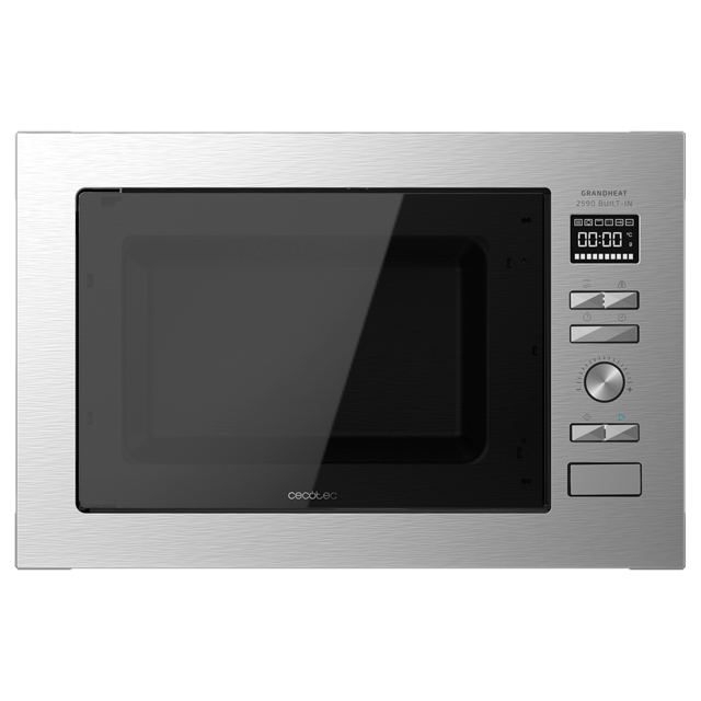 GrandHeat 2590 Built-In Steel Black.Microondas encastrable Digital con Potencia 900 W, Integrable, 25 litros, Grill 1000 W, 8 Funciones preconfiguradas, Temporizador