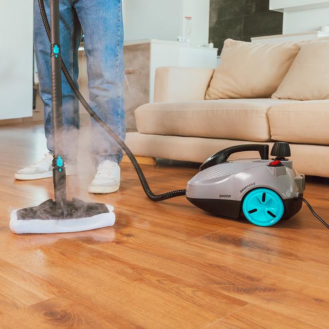HydroSteam 2000 EasyHome Max Vaporeta de trineo con potencia de 2000W. Limpia y desinfecta para acabados perfectos. Hasta 150 minutos de trabajo continuo ininterrumpido. Depósito XXL de 2l .