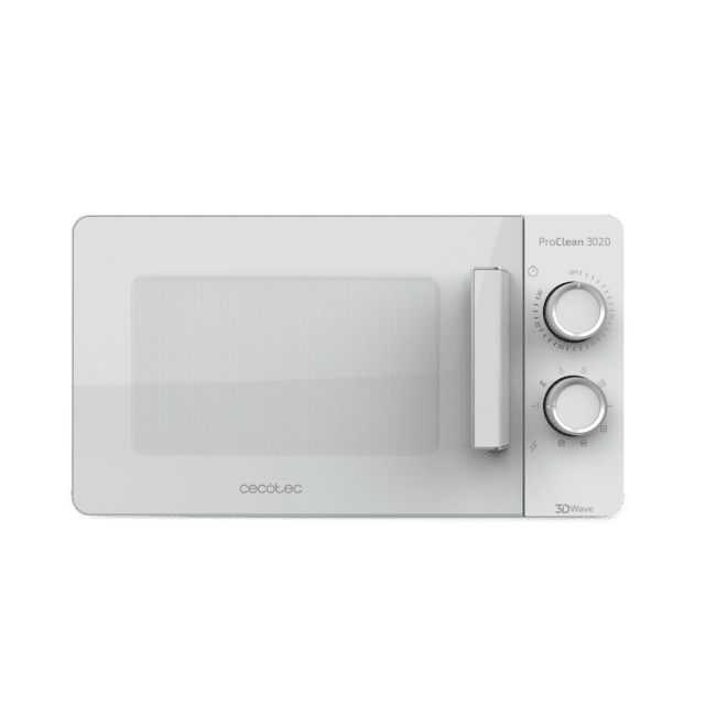 ProClean 3020. Microondas con Capacidad de 20L, Revestimiento Ready2Clean, 700 W de Potencia, 6 Niveles Funcionamiento, Temporizador 30 min, Modo Descongelar, Acabado Blanco