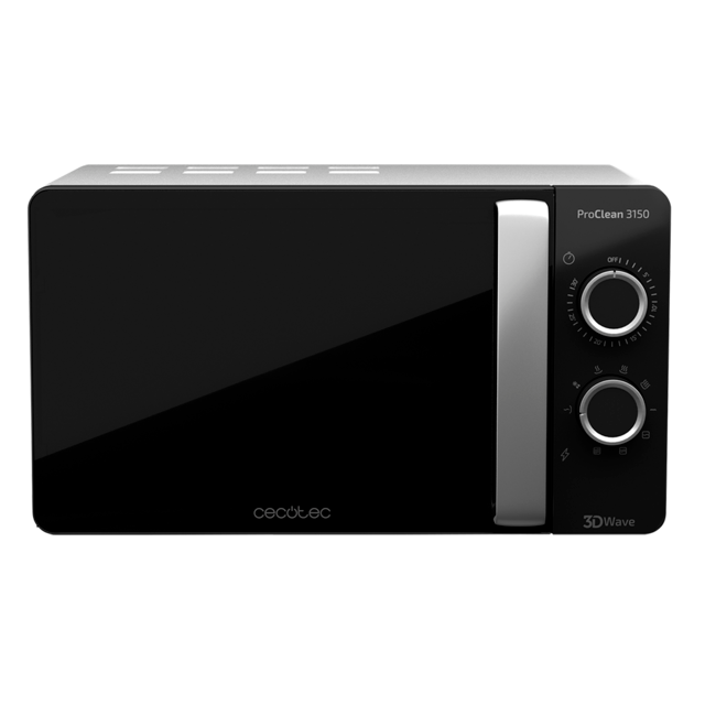 ProClean 3150. Microondas Plateado de 700W con 6 Niveles, Grill 800 W, 20 l, Revestimiento Ready2Clean para mejor Limpieza, Tecnología 3DWave, Temporizador, Diseño Efecto Espejo