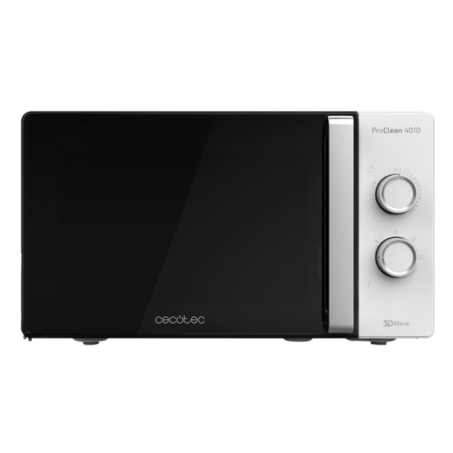 ProClean 4010. Microondas de 700 W de Potencia, Capacidad de 23L, Revestimiento Ready2Clean, 6 Niveles Funcionamiento, Temporizador 30 min, Tecnología 3DWave, Puerta Full Crystal