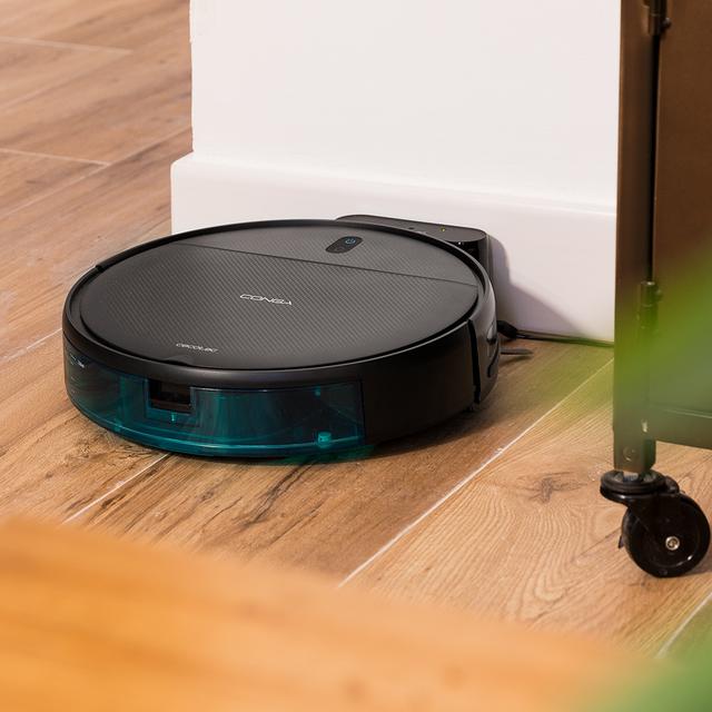 Robot aspirador Conga 999 Origin Genesis con navegación reactiva para una limpieza total de la casa. Gran boca de succión con potencia de 1400 Pa de motor. 2 cepillos laterales. Autonomía de 120 minutos.