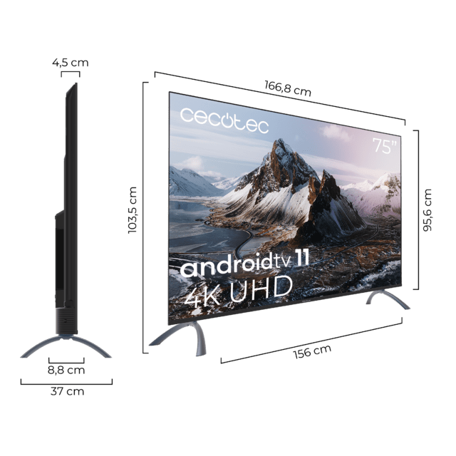 TV LED A3 series ALU30075S Televisión LED de 75" con resolución 4K UHD, sistema operativo Android TV 11, Google Voice Assitant y Chromecast.