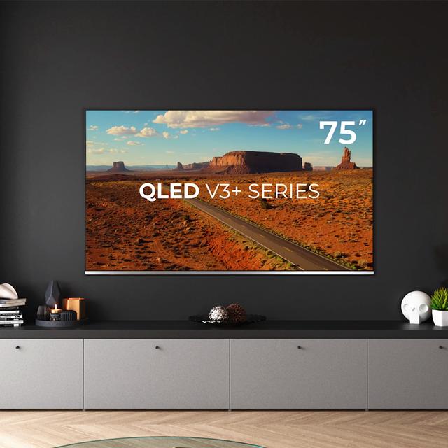 TV QLED V3+ series VQU30075+ M Televisión QLED de gran pulgada con 75" con resolución 4K UHD y Android TV 11, Full Array Local Dimming, 120 Hz,