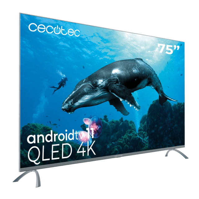 TV QLED V3+ series VQU30075+ M Televisión QLED de gran pulgada con 75" con resolución 4K UHD y Android TV 11, Full Array Local Dimming, 120 Hz,