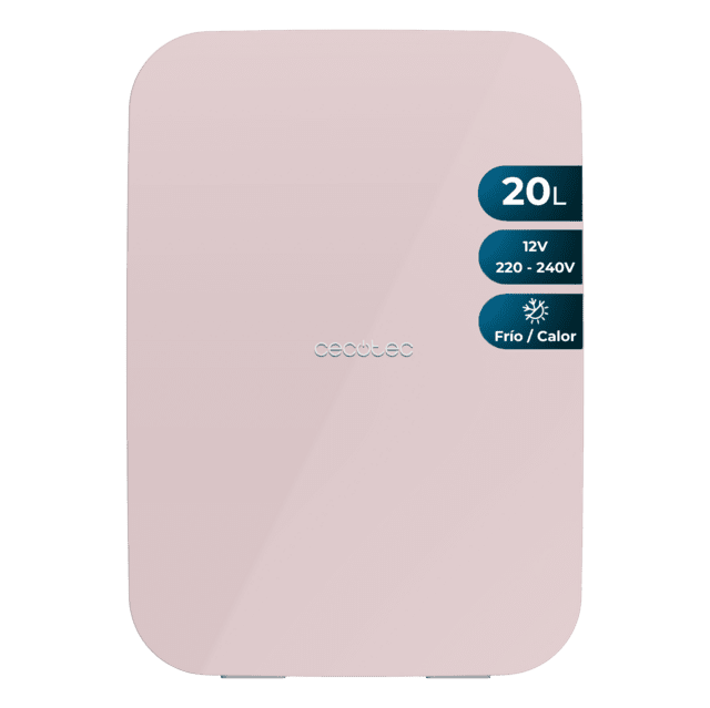Bolero MiniCooling 20L Bahamas Pink Frigorífico con funcionamiento 12V-220V, compatible con coches y caravanas, función enfriamiento y calentamiento, rango temperatura de 7 a 65 ºC y transporte fácil.