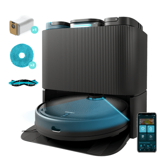 Conga 11090 Spin Revolution Home&Wash M Robot aspirador láser con base de autovaciado y friegasuelos, autolimpieza y secado de fregonas. Navegación láser ultrasónica.