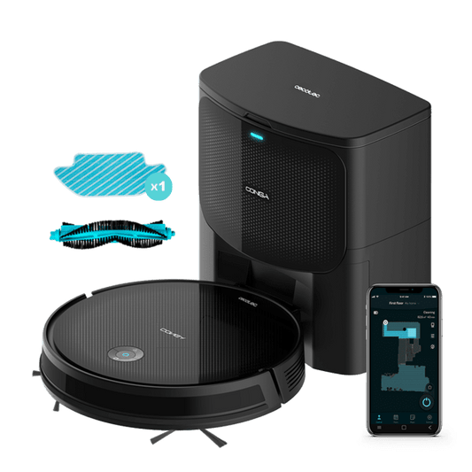Conga 2299 Ultra Home Genesis Robot aspirador con base de autovaciado. Con tecnología giroscópica, limpieza ordenada de la totalidad de la superficie recorrida. Friega, aspira, barre y pasa la mopa.