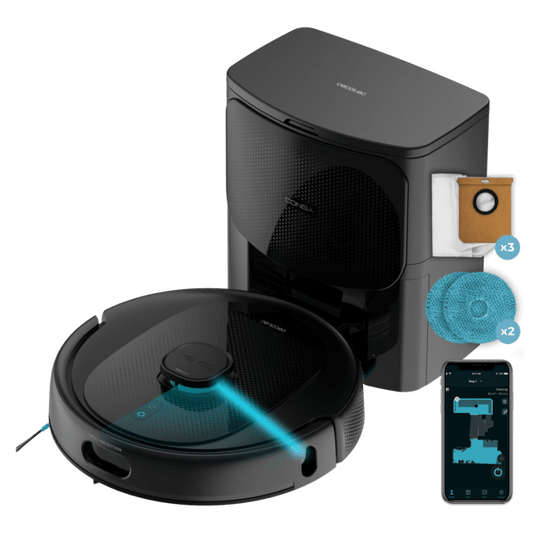 Conga 9990 AI Spin Revolution Ultra Power Home Robot aspirador con navegación láser y base de autovaciado de polvo.