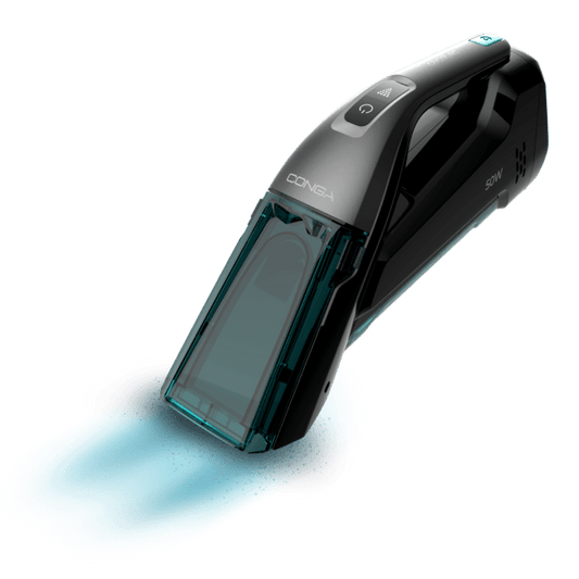 Conga Hand Carpet&Spot Clean 1500 Aspirador de tapicecerias de mano con depósito de agua limpia y agua sucia por separado, cepillo de cerdas para desincrustar la suciedad y 20 minutos de autonomía.
