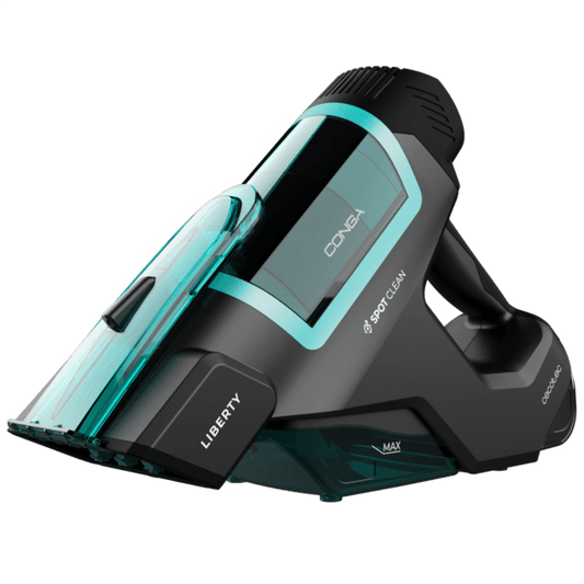 Conga MotorHand Carpet&Spot Clean 2500 Aspirador de tapicerías de mano con depósito de agua limpia y agua sucia por separado, cepillo de cerdas motorizado para desincrustar la suciedad y 25 minutos de autonomía.