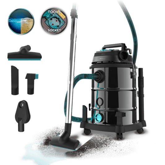 Conga Rockstar Wet & Dry Steel Pro Tool Aspirador de sólidos y líquidos de metal que permite una mayor durabilidad y resistencia con capacidad de 30 L y 1600 W de potencia para acabados perfectos.
