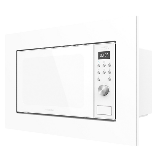GrandHeat 2000 Built-In White. Microondas encastrable Digital de 700W, Integrable, 20l, Grill, 9 Funciones preconfiguradas, Quick Start, Diseño elegante