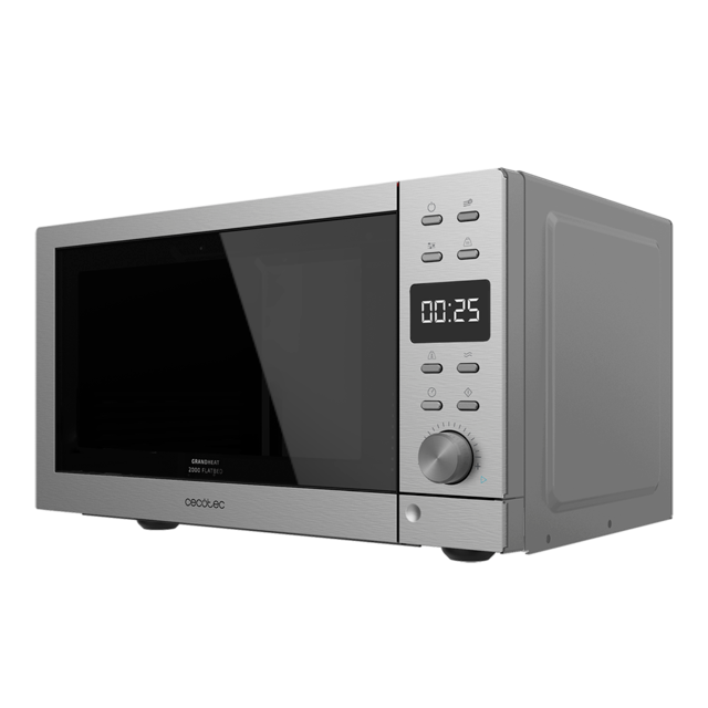 GrandHeat 2000 Flatbed Steel - Microondas sin plato (700 W, Capacidad 20 Litros, 8 Funciones preconfiguradas, Quick Start)