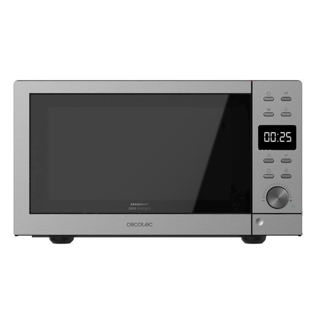 GrandHeat 2000 Flatbed Steel - Microondas sin plato (700 W, Capacidad 20 Litros, 8 Funciones preconfiguradas, Quick Start)