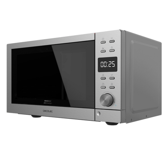 GrandHeat 2010 Flatbed Steel. Microondas Digital sin Plato con Potencia 700 W, Capacidad 20 Litros, Grill de 900 W, 9 Funciones preconfiguradas, Quick Start, Fácil Limpieza