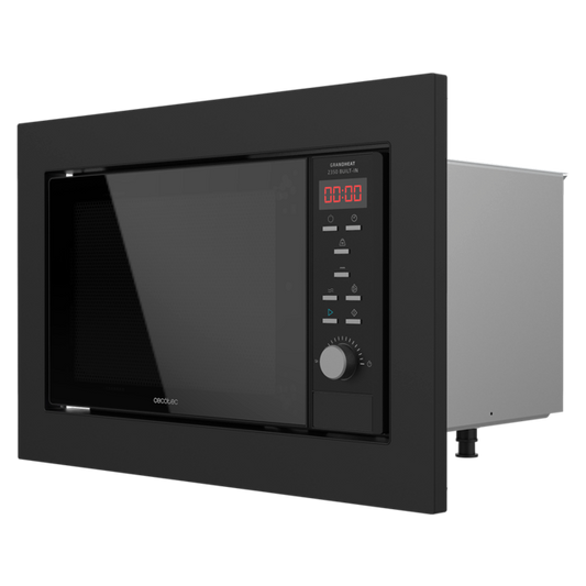 GrandHeat 2350 Built-In Black. Microondas encastrable Digital de 900W, Integrable, 23 Litros, Grill, 9 Funciones preconfiguradas, Quick Start, Temporizador